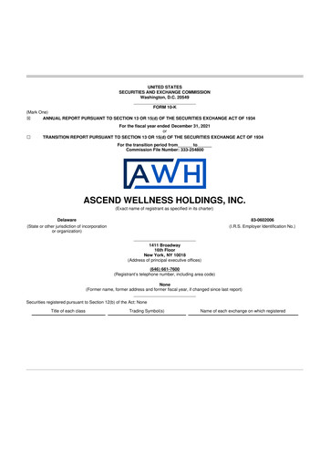 Thumbnail Ascend Wellness (AWH) 10-K Annual Report 2021