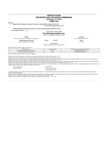 Thumbnail The Oncology Institute 10-K Annual Report 2021