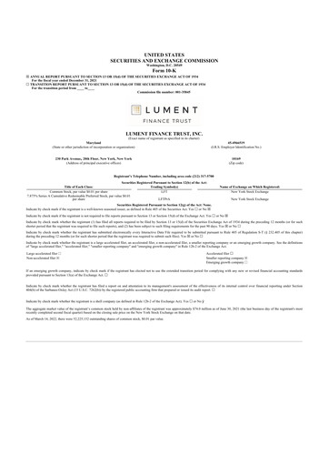 Thumbnail Lument Finance Trust 10-K Annual Report 2021