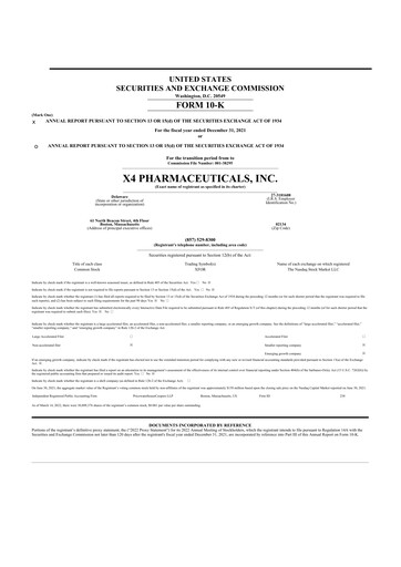 Thumbnail X4 Pharmaceuticals
 10-K Annual Report 2021