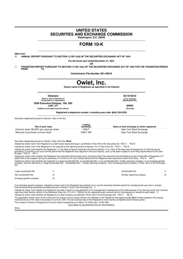 Thumbnail Owlet, Inc. 10-K Annual Report 2021