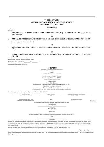 Thumbnail WPP 20-F Annual Report 2021