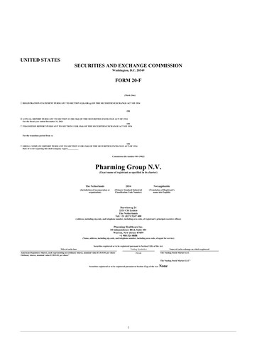 Thumbnail Pharming Group 20-F Annual Report 2021