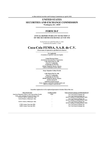 Thumbnail Coca-Cola FEMSA 20-F Annual Report 2021