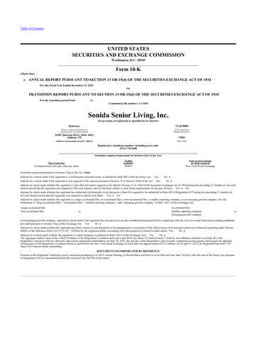 Thumbnail Sonida Senior Living 10-K Annual Report 2021