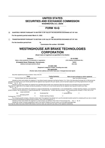 Miniature Wabtec 10-Q Rapport trimestriel 2022 