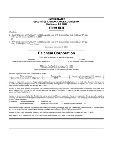 Thumbnail Balchem 10-Q Quarterly Report FY2022 
