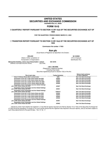 Vorschaubild Aon 10-Q Quartalsbericht 2022 