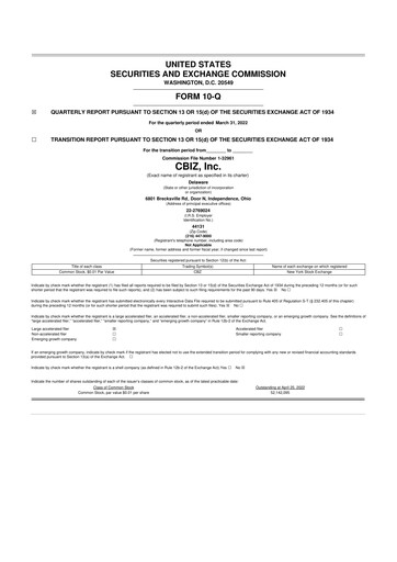 Thumbnail CBIZ 10-Q Quarterly Report FY2022 