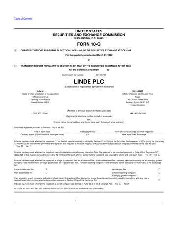 Miniature Linde 10-Q Rapport trimestriel 2022 