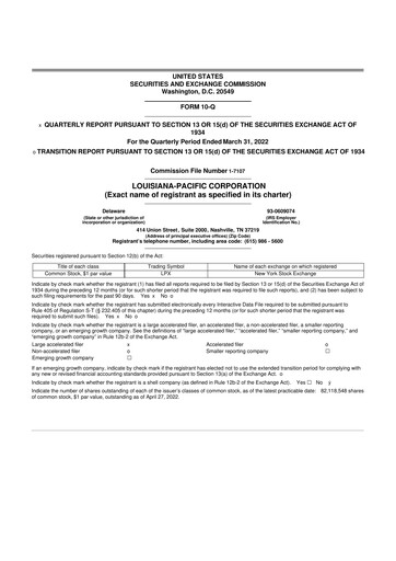 Miniature Louisiana-Pacific
 10-Q Rapport trimestriel 2021 