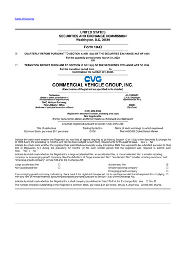 Vorschaubild Commercial Vehicle Group (CVG) 10-Q Quartalsbericht 2022 