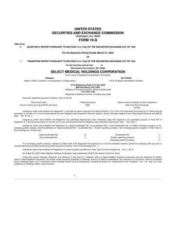 Thumbnail Select Medical Holdings 10-Q Quarterly Report FY2022 