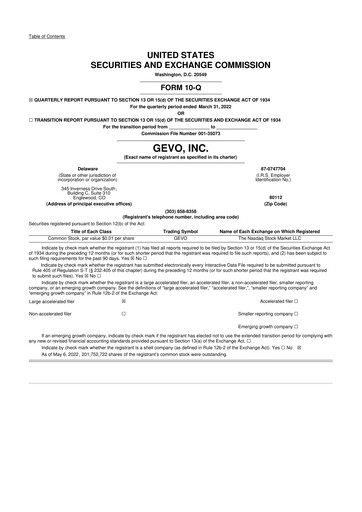 Thumbnail Gevo 10-Q Quarterly Report FY2022 