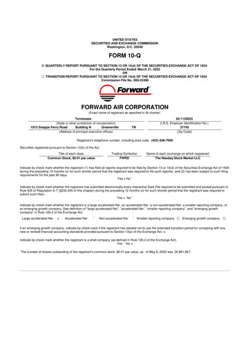Thumbnail Forward Air 10-Q Quarterly Report FY2022 