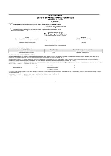 Thumbnail The Oncology Institute 10-Q Quarterly Report FY2022 