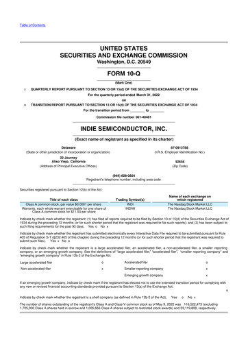 Miniature indie Semiconductor 10-Q Rapport trimestriel 2022 