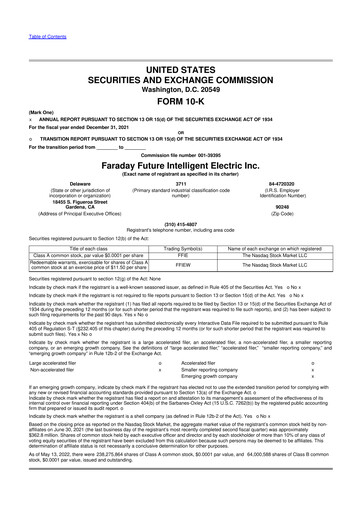 Vorschaubild Faraday Future 10-K Jahresbericht 2021