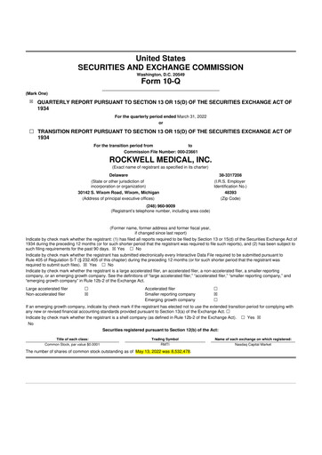 Vorschaubild Rockwell Medical
 10-Q Quartalsbericht  