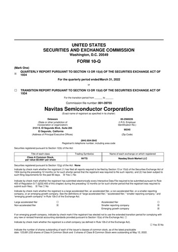Vorschaubild Navitas Semiconductor 10-Q Quartalsbericht 2022 