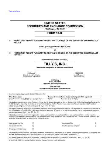 Thumbnail Tillys
 10-Q Quarterly Report FY2022 