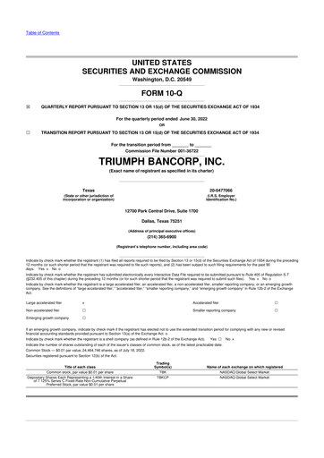 Vorschaubild Triumph Financial 10-Q Quartalsbericht 2022 