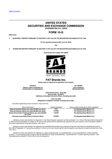 Miniature FAT Brands 10-Q Rapport trimestriel 2022 