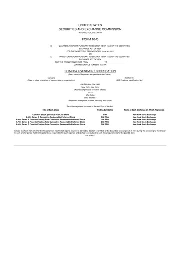 Thumbnail Chimera Investment Corporation 10-Q Quarterly Report FY2022 