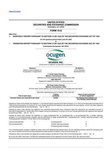 Thumbnail Ocugen 10-Q Quarterly Report FY2022 