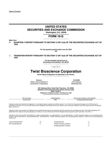 Thumbnail Twist Bioscience
 10-Q Quarterly Report FY2022 