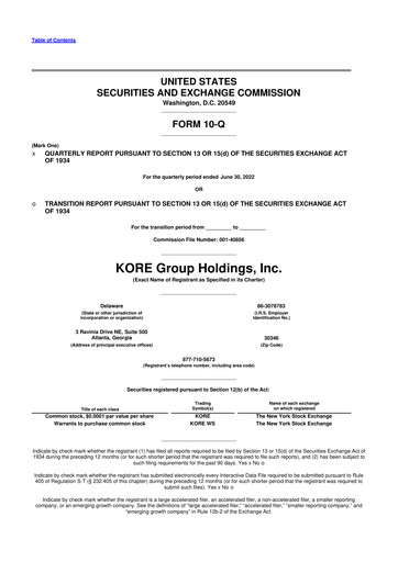 Thumbnail KORE Group 10-Q Quarterly Report FY2022 
