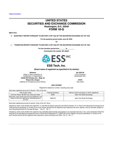 Thumbnail ESS Tech 10-Q Quarterly Report FY2022 