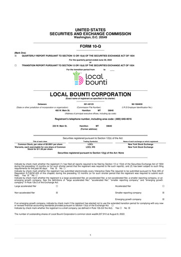 Thumbnail Local Bounti 10-Q Quarterly Report FY2022 