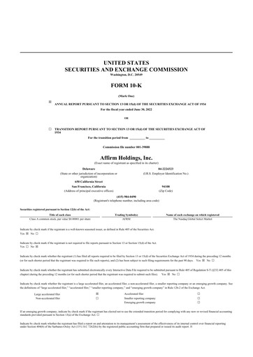 Thumbnail Affirm 10-K Annual Report 2022