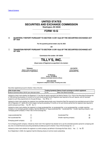 Thumbnail Tillys
 10-Q Quarterly Report FY2022 