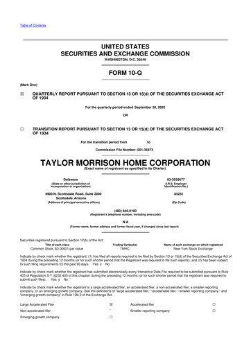 Thumbnail Taylor Morrison
 10-Q Quarterly Report FY2022 
