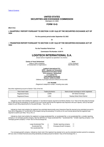 Miniature Logitech 10-Q Rapport trimestriel 2023 