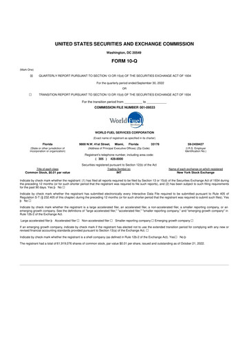 Thumbnail World Kinect 10-Q Quarterly Report FY2022 