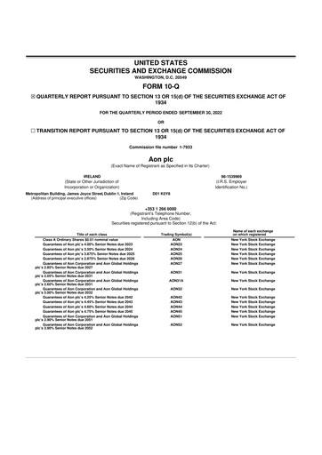 Vorschaubild Aon 10-Q Quartalsbericht 2022 