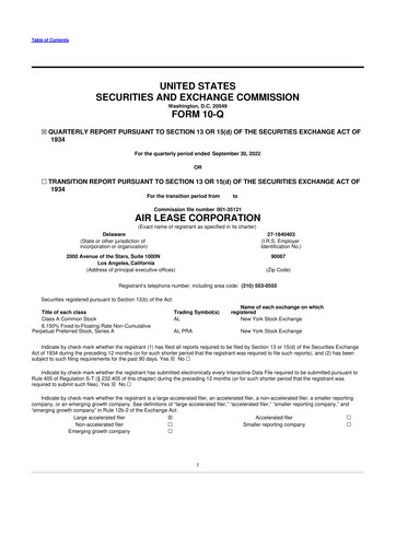 Thumbnail Air Lease Corporation
 10-Q Quarterly Report FY2022 