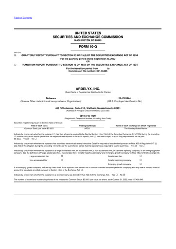 Thumbnail Ardelyx 10-Q Quarterly Report FY2022 