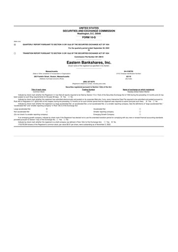 Thumbnail Eastern Bankshares 10-Q Quarterly Report FY2022 