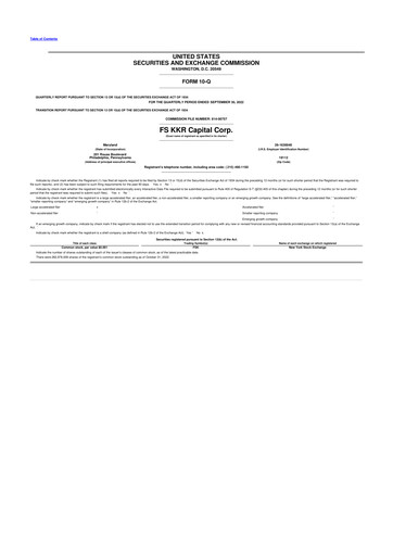 Vorschaubild FS KKR Capital
 10-Q Quartalsbericht 2022 