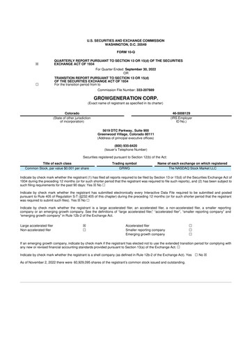 Thumbnail GrowGeneration
 10-Q Quarterly Report FY2022 