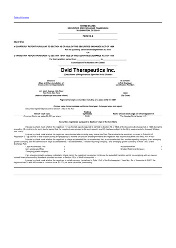 Thumbnail Ovid Therapeutics
 10-Q Quarterly Report FY2022 