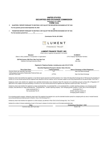 Vorschaubild Lument Finance Trust 10-Q Quartalsbericht  