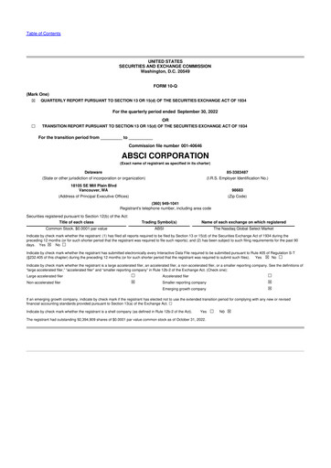 Thumbnail Absci 10-Q Quarterly Report FY2022 