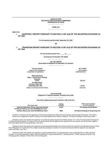 Thumbnail Zai Lab 10-Q Quarterly Report FY2022 