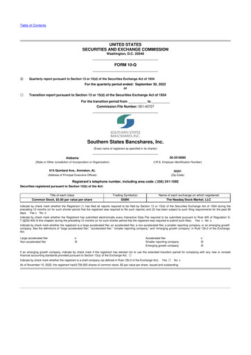 Thumbnail Southern States Bancshares 10-Q Quarterly Report FY2022 