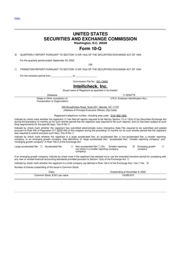 Miniature Intellicheck 10-Q Rapport trimestriel 2022 